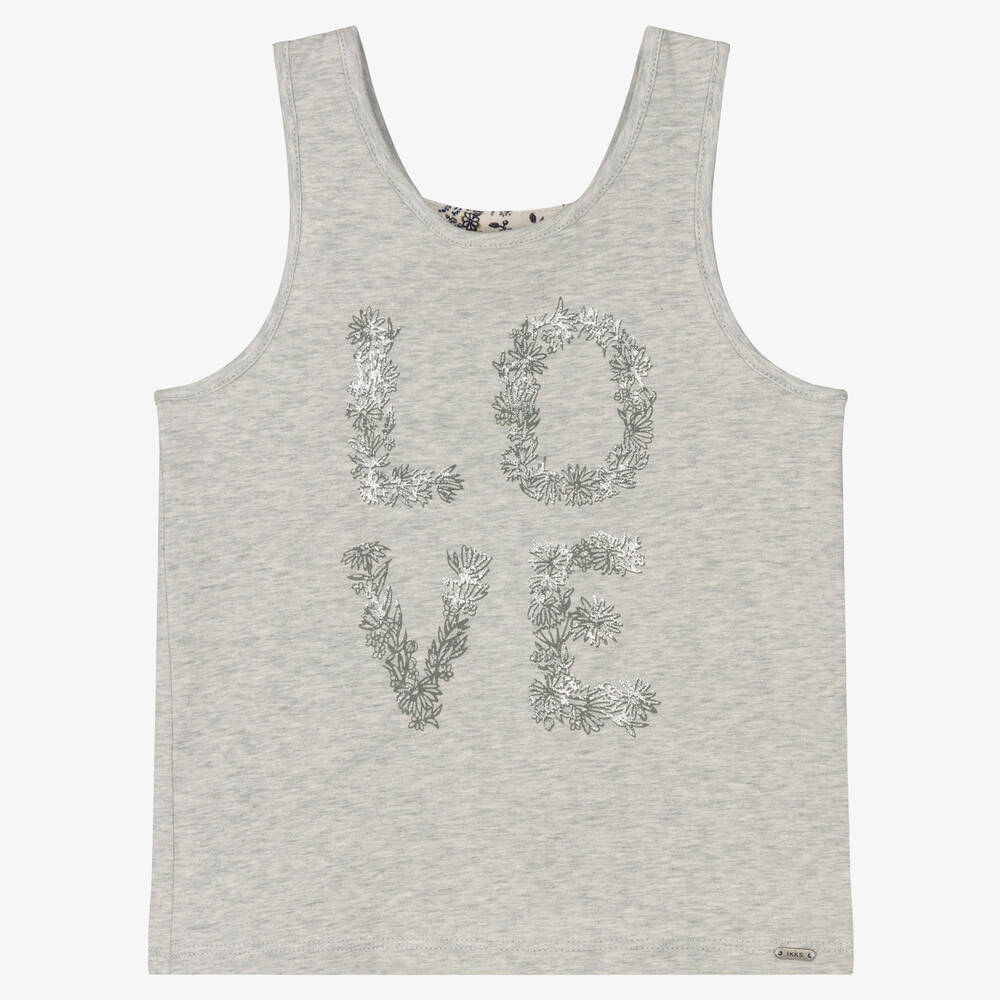 IKKS - Girls Grey Cotton Vest Top | Childrensalon