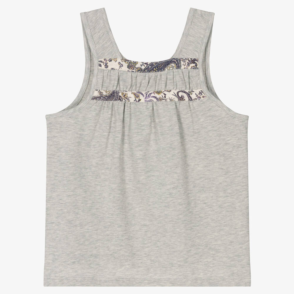 آي كيه كيه إس-Girls Grey Cotton Vest Top | Childrensalon Outlet