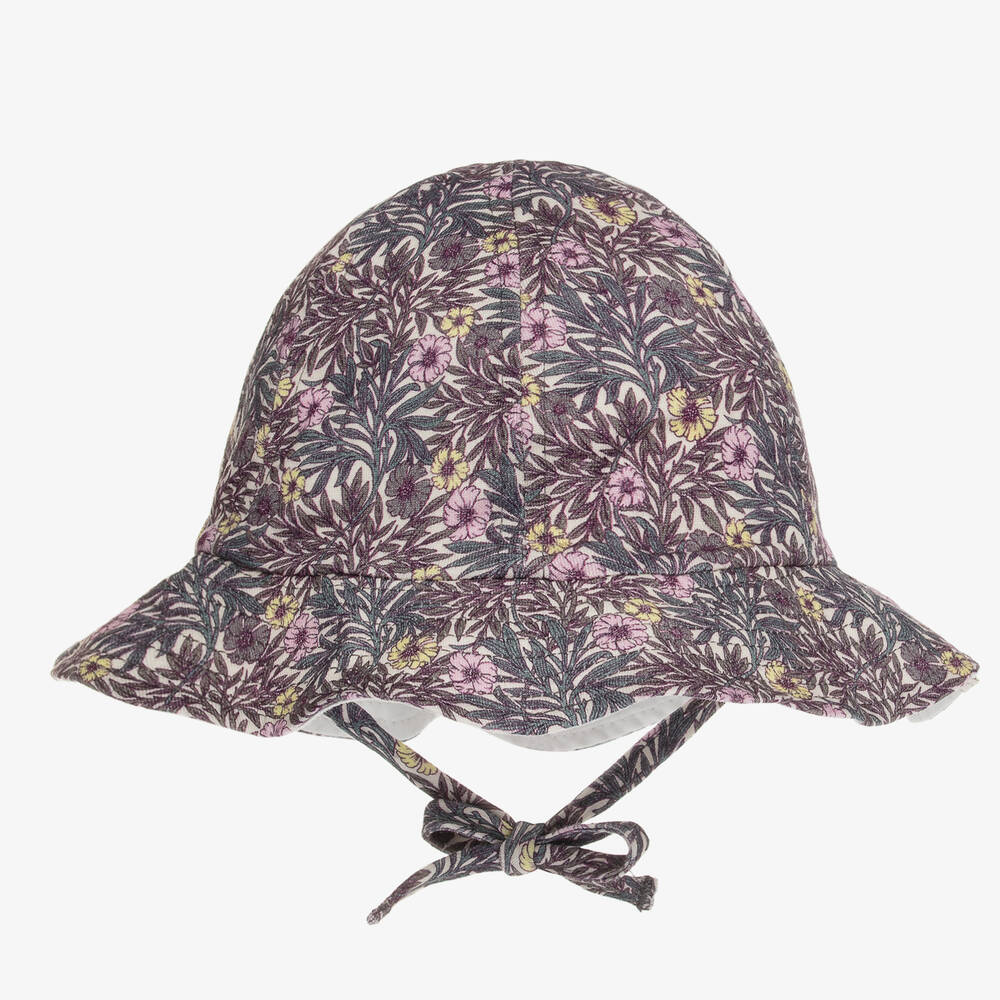 IKKS - Girls Grey & Purple Floral Hat | Childrensalon