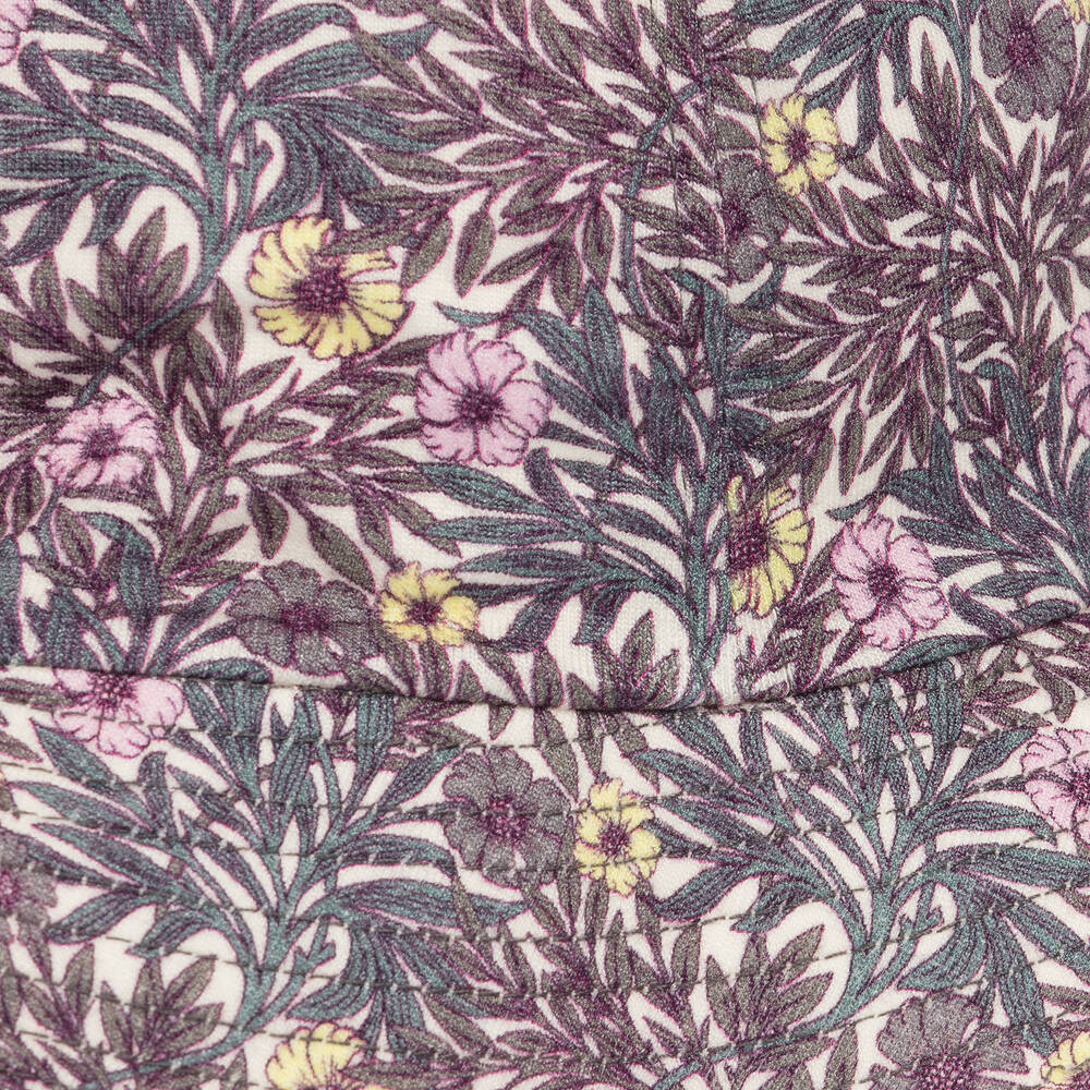 آي كيه كيه إس-Girls Grey & Purple Floral Hat | Childrensalon Outlet