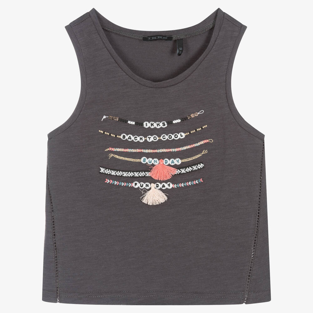 IKKS - Girls Grey Sleeveless T-Shirt | Childrensalon