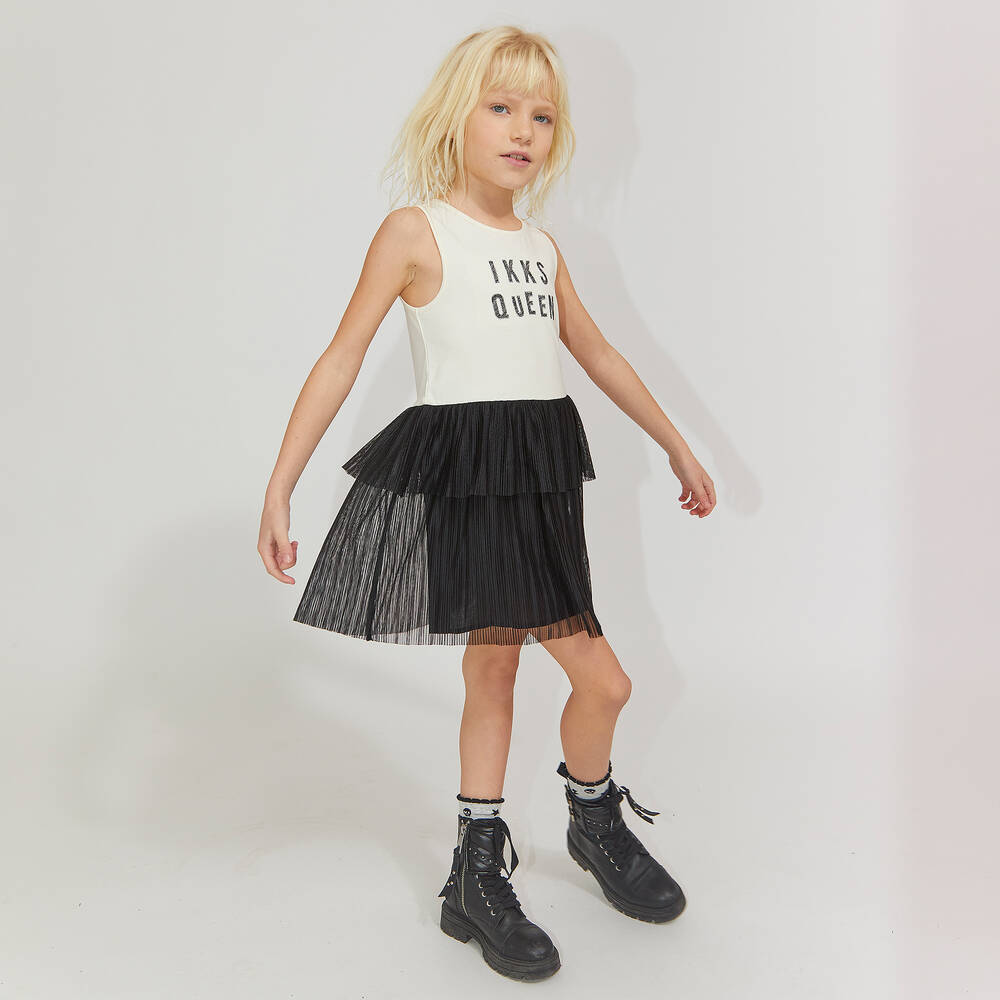 IKKS-Girls Ivory & Black Dress | Childrensalon Outlet