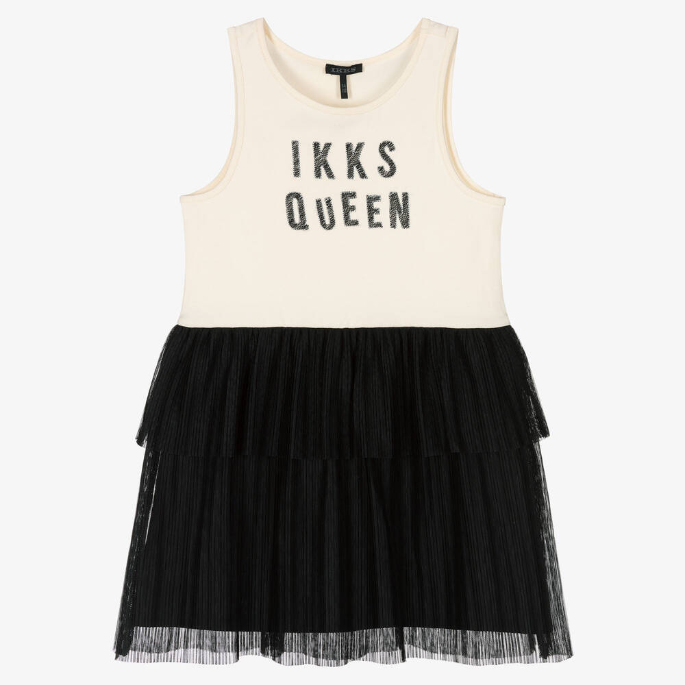 IKKS - Girls Ivory & Black Tulle Dress | Childrensalon