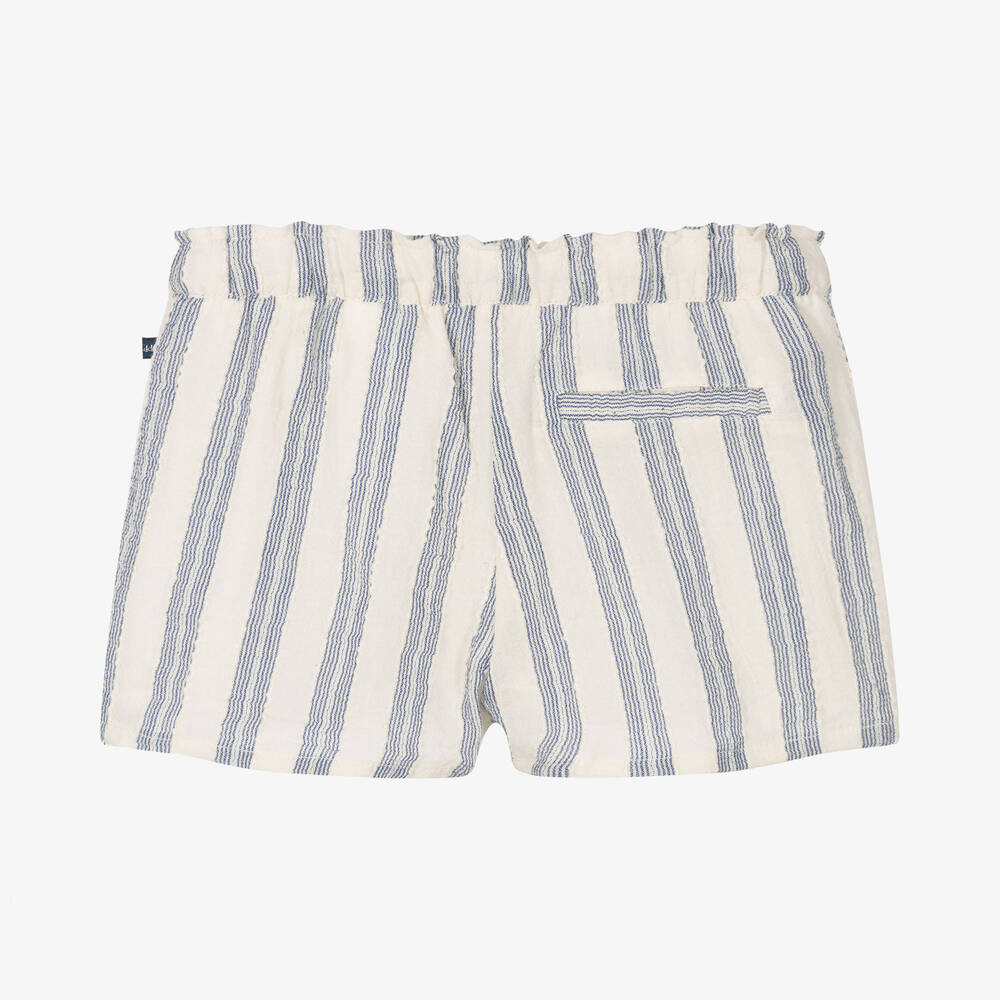 IKKS-Girls Ivory & Blue Striped Shorts | Childrensalon Outlet