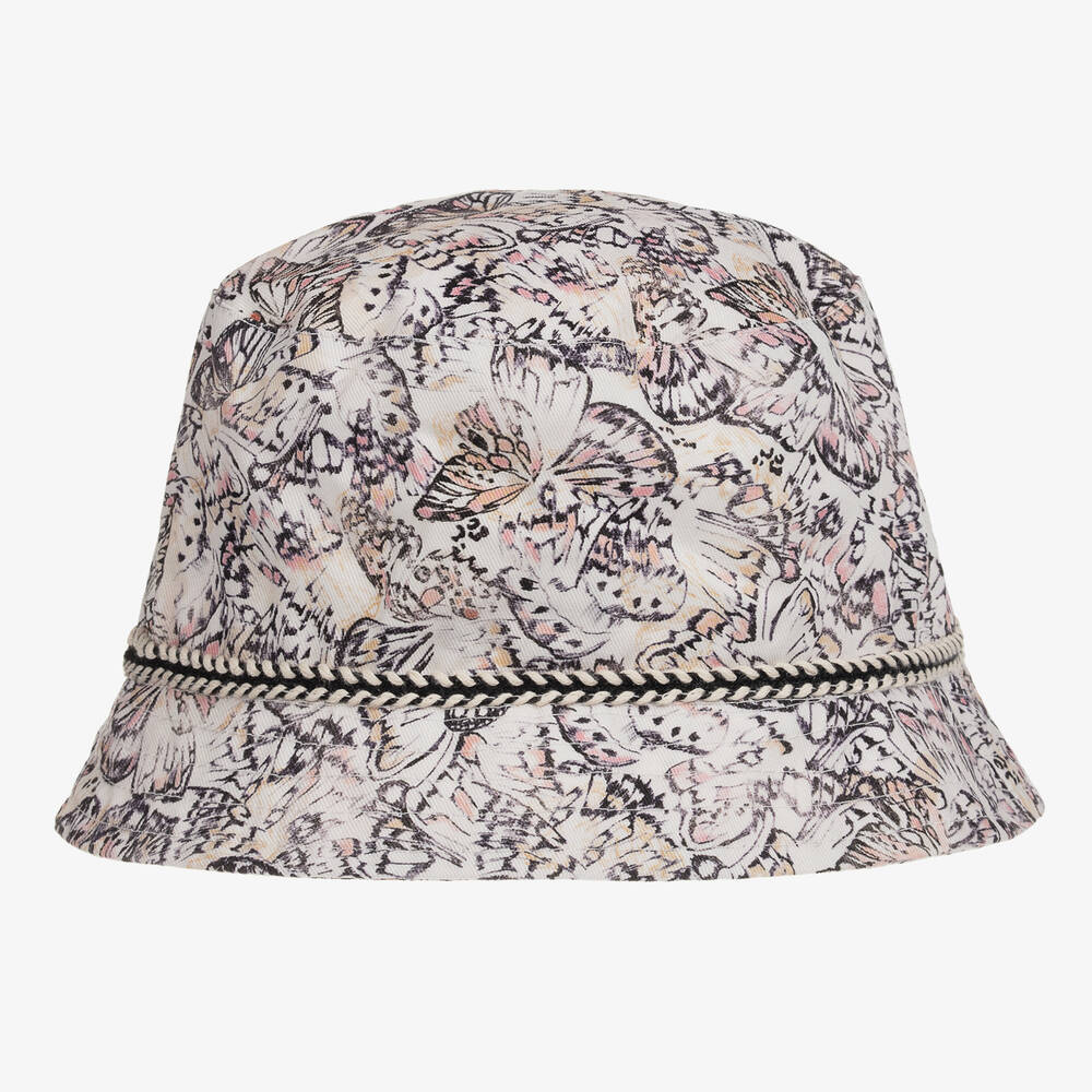 IKKS-Girls Ivory Butterfly Cotton Hat | Childrensalon Outlet