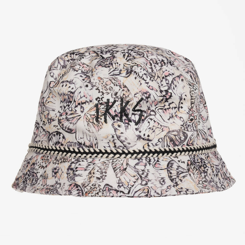 IKKS - Girls Ivory Butterfly Cotton Hat | Childrensalon