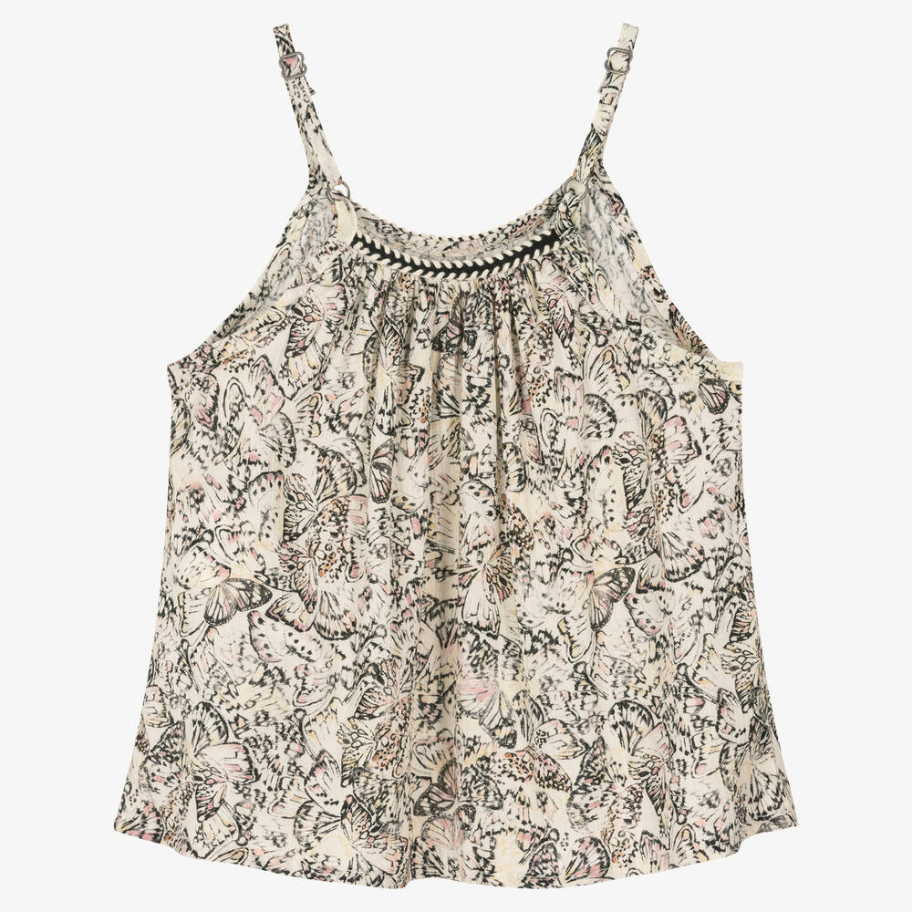 IKKS-Girls Ivory Butterfly Print Top | Childrensalon Outlet