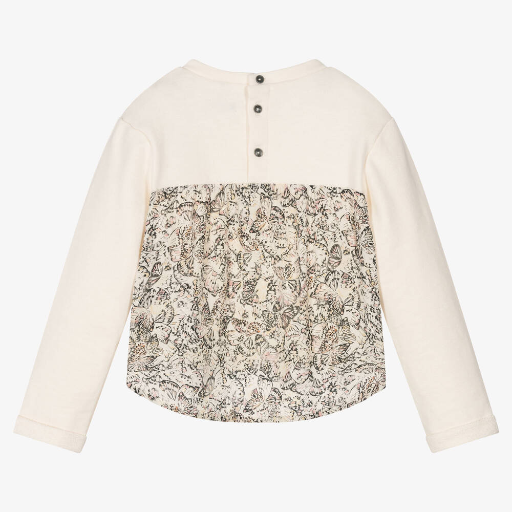 IKKS Girls Ivory Butterfly Sweatshirt Childrensalon Outlet