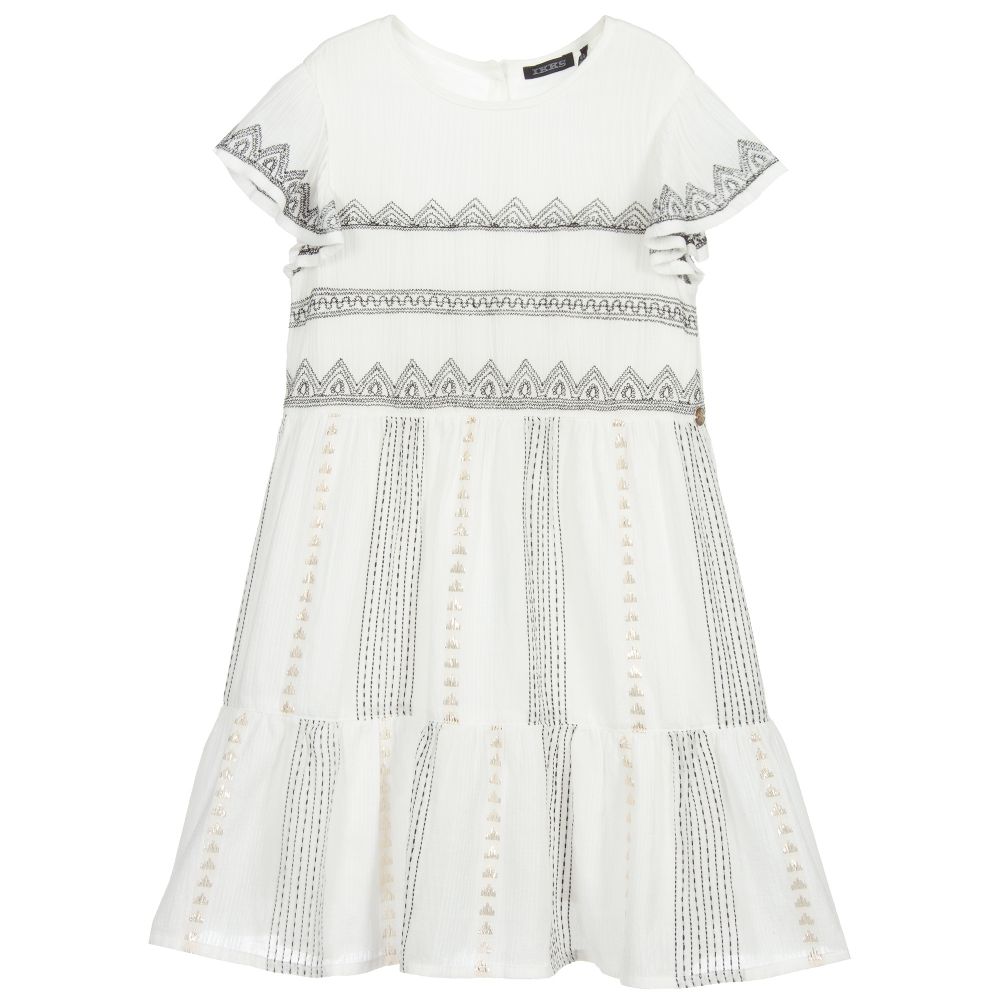 IKKS - Girls Ivory Cotton Dress | Childrensalon