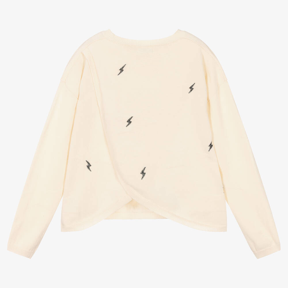 IKKS-Girls Ivory Cotton Jumper | Childrensalon Outlet