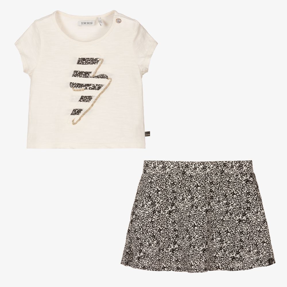 IKKS-Girls Ivory Cotton Skirt Set | Childrensalon Outlet