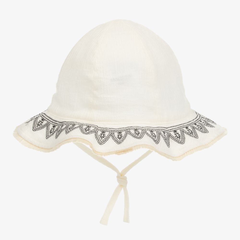 IKKS-Girls Ivory Cotton Sun Hat | Childrensalon Outlet