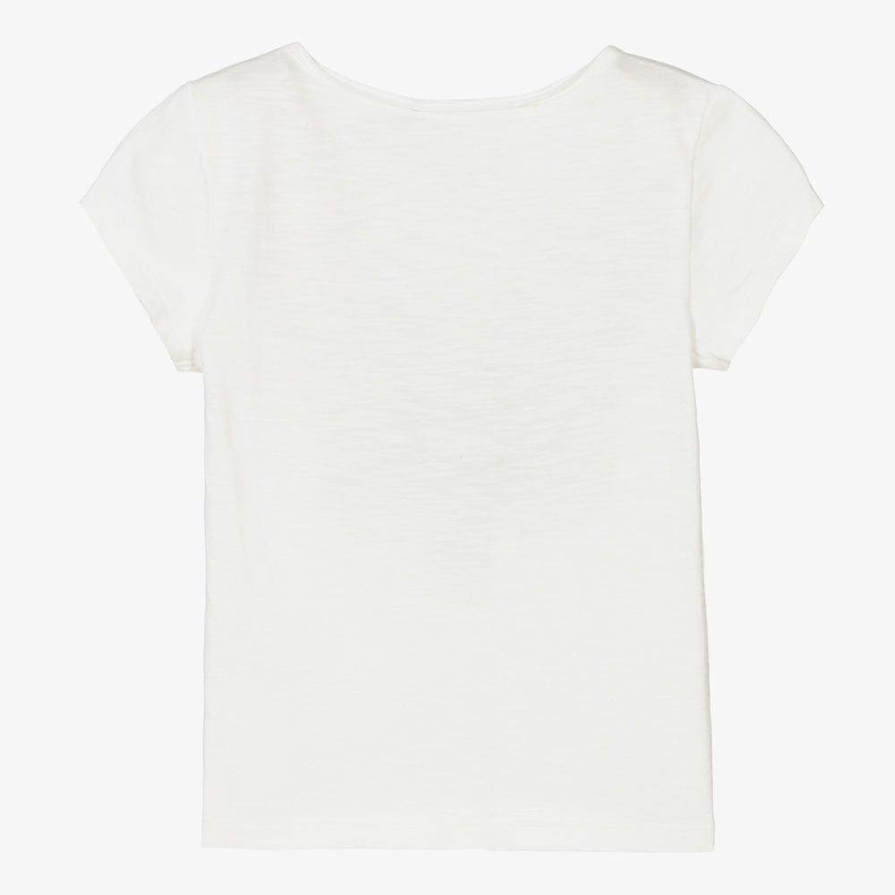 IKKS-Girls Ivory Cotton T-Shirt | Childrensalon Outlet