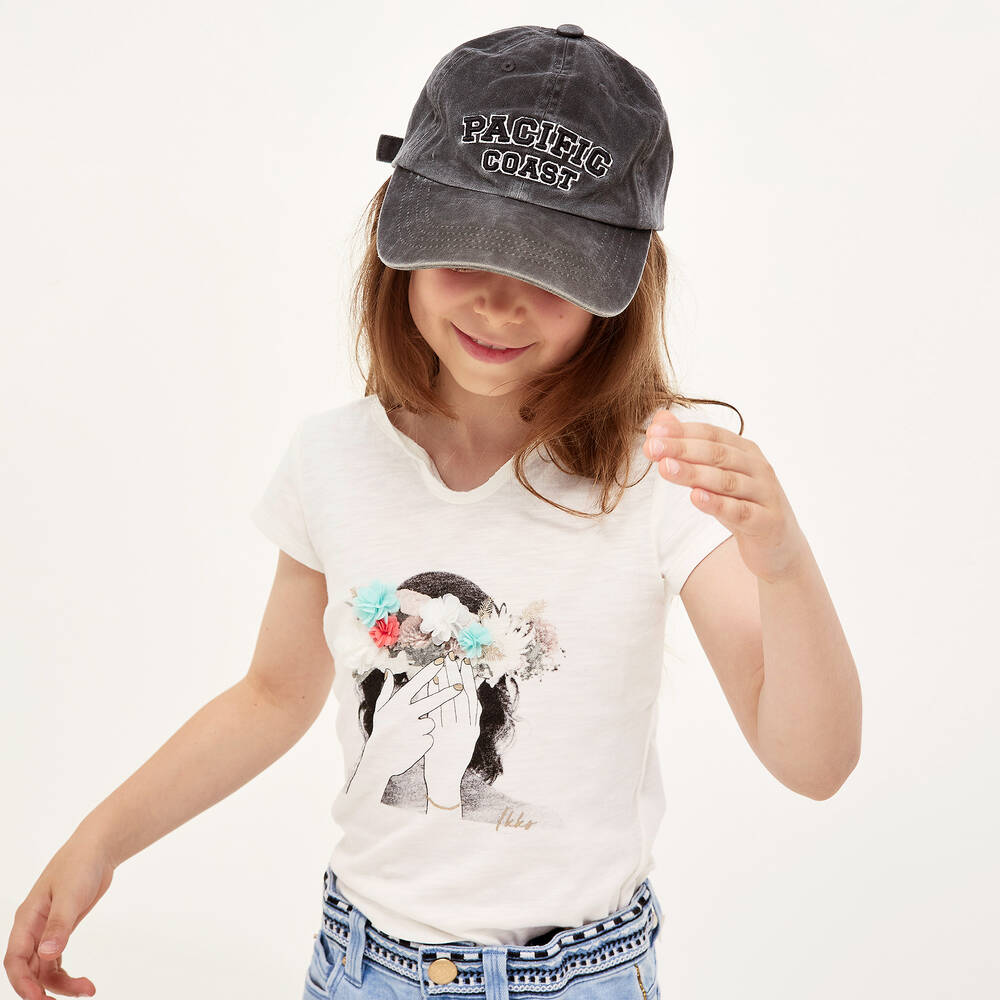 IKKS-Girls Ivory Cotton T-Shirt | Childrensalon Outlet