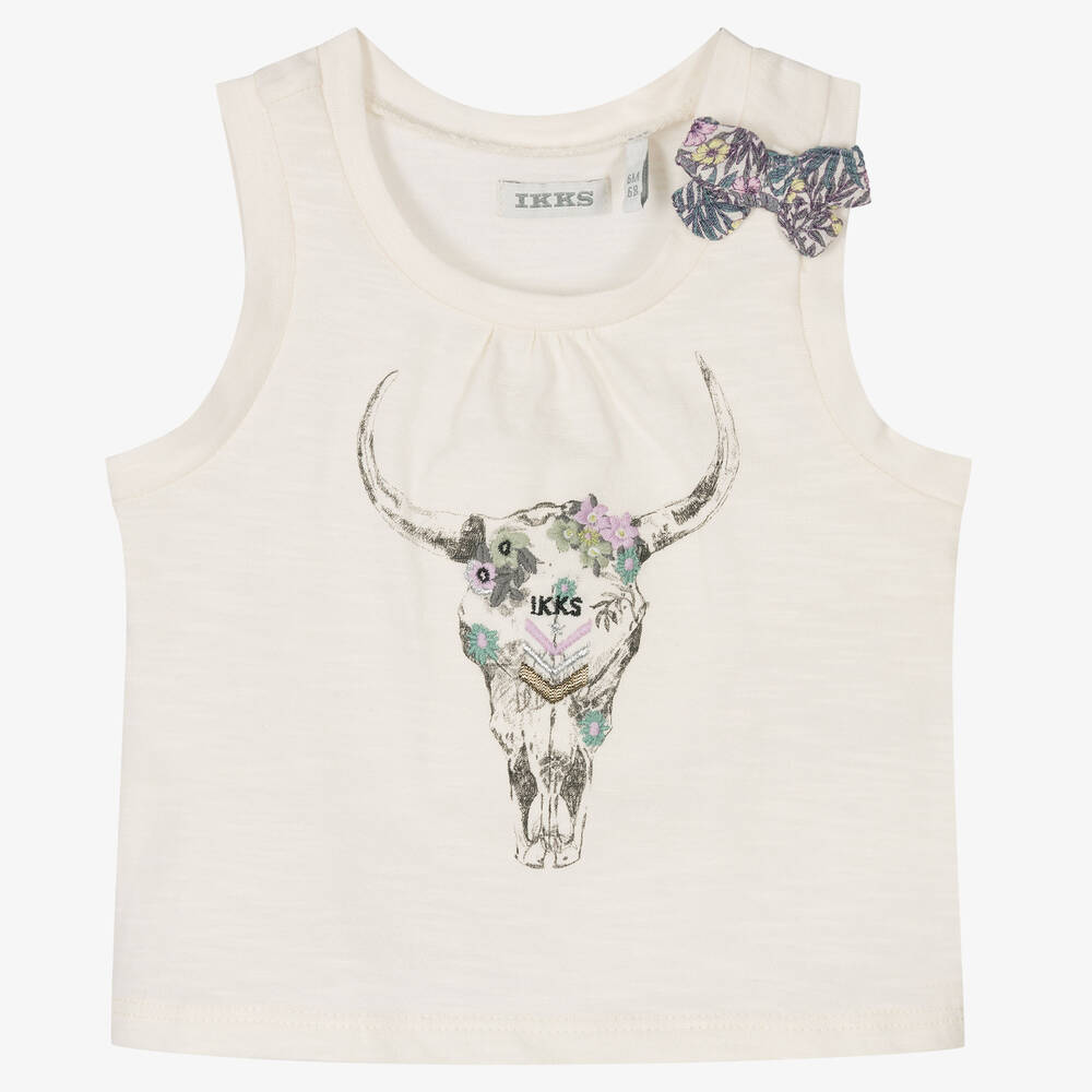 IKKS - Girls Ivory Cotton Vest Top | Childrensalon