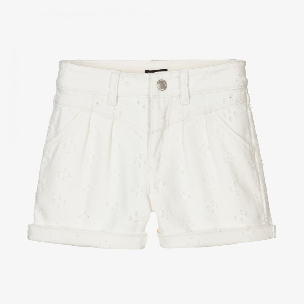 IKKS - Girls Ivory Denim Shorts | Childrensalon