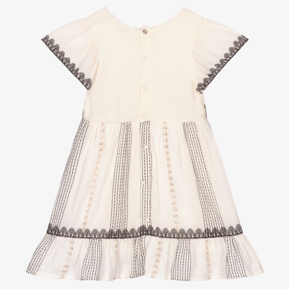 آي كيه كيه إس-فستان قطن وفسيكوز لون عاجي | Childrensalon Outlet