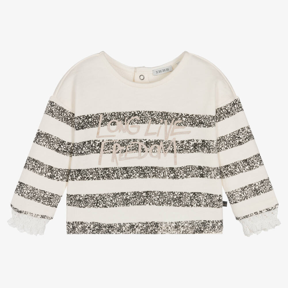 IKKS - Girls Ivory Floral Sweatshirt | Childrensalon
