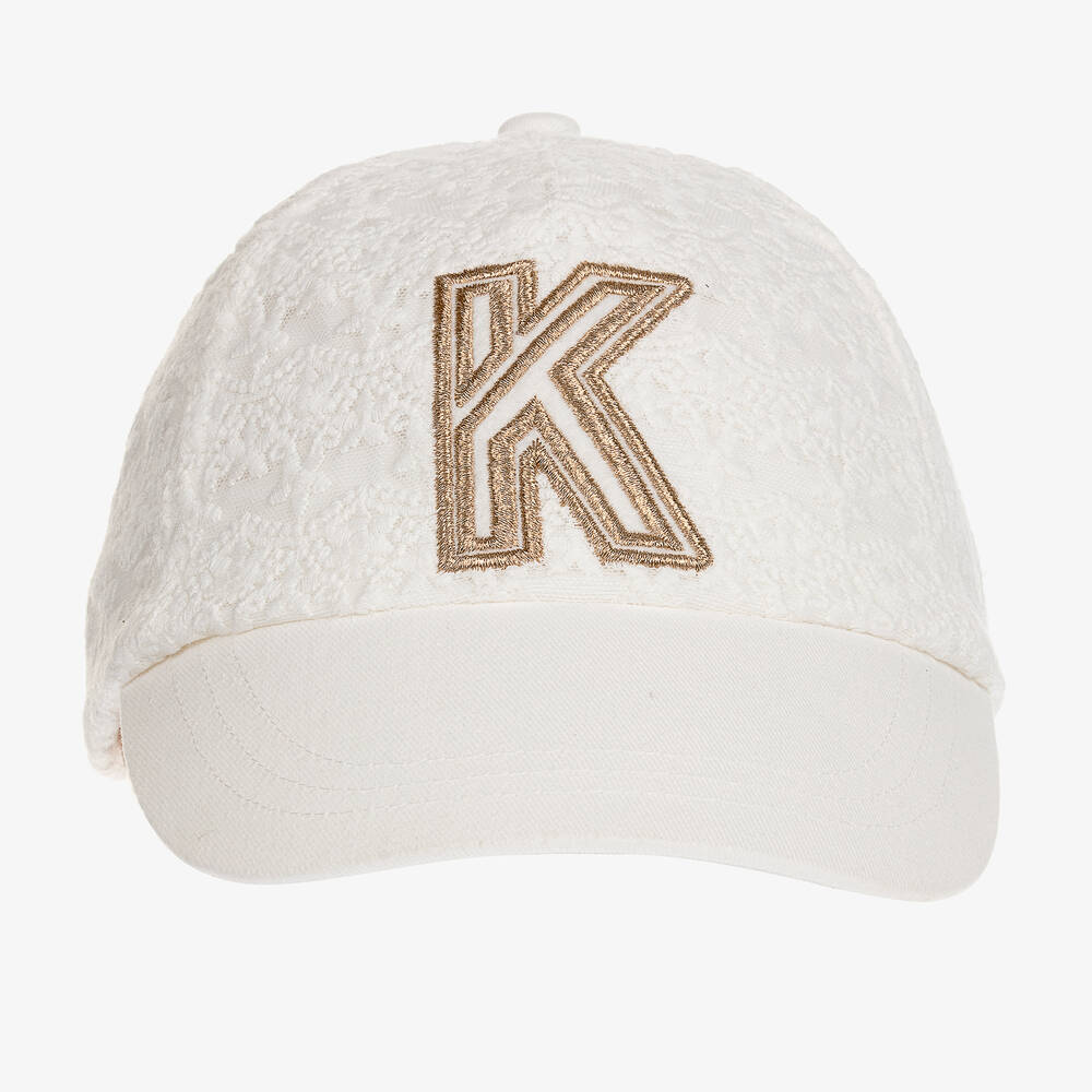 IKKS-Girls Ivory Lace Logo Cap | Childrensalon Outlet