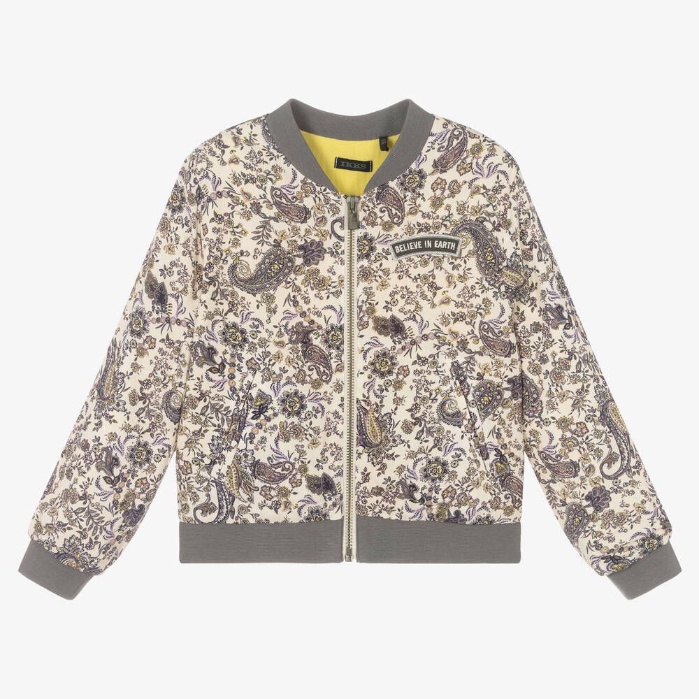 IKKS - Girls Ivory Paisley Print Jacket  | Childrensalon