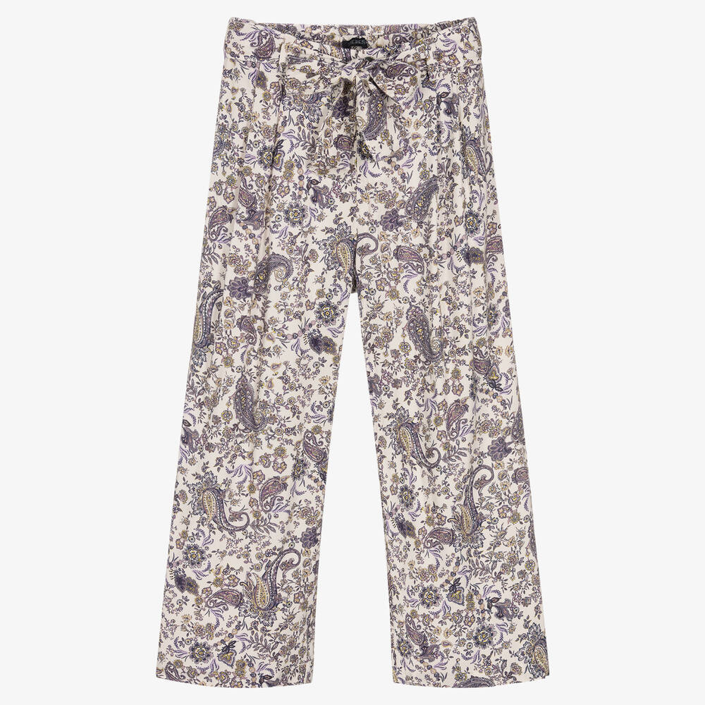 IKKS - Girls Ivory Paisley Print Trousers | Childrensalon