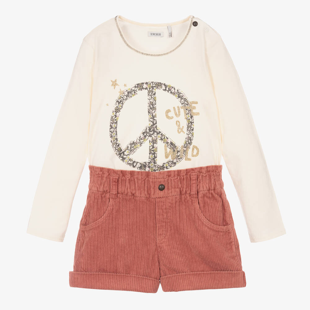 IKKS - Ensemble short ivoire rose fille | Childrensalon