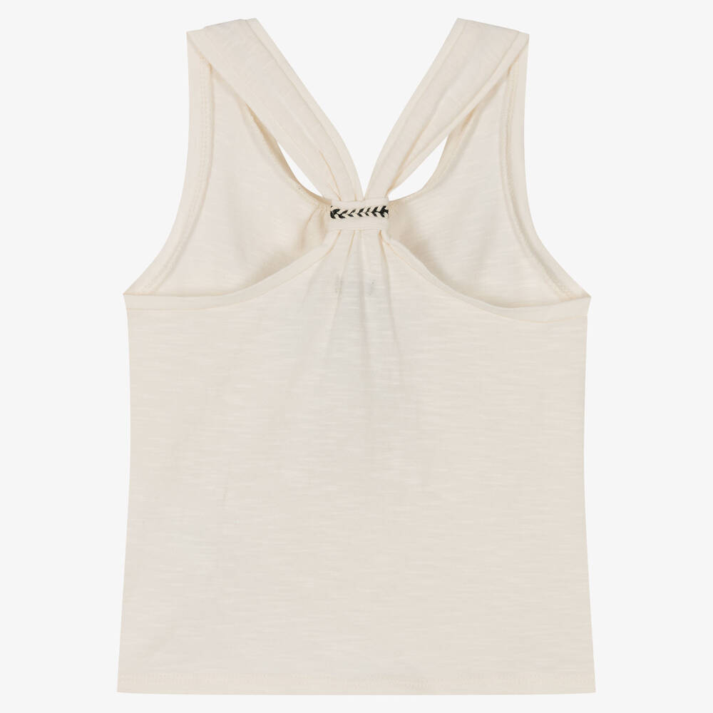 آي كيه كيه إس-Girls Ivory Sleeveless T-Shirt | Childrensalon Outlet