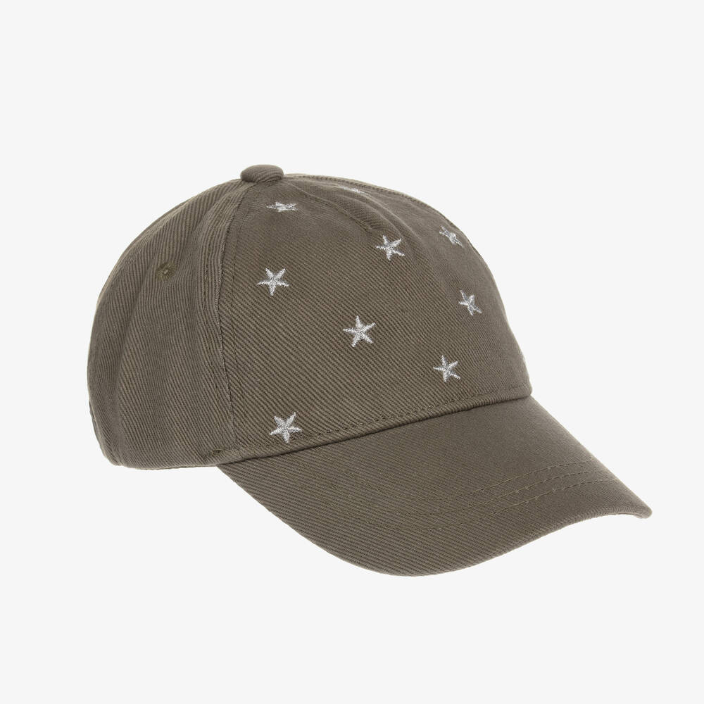 IKKS - Girls Khaki Green & Silver Star Cap | Childrensalon