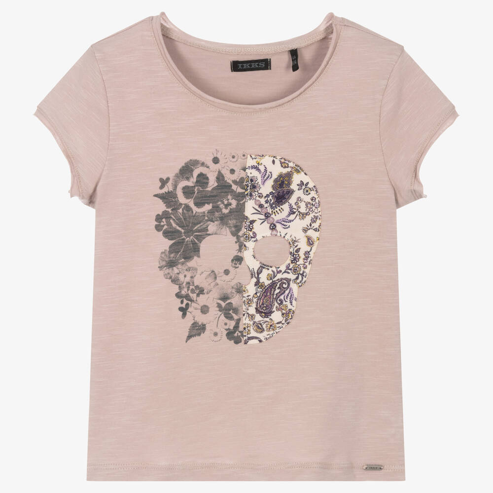 IKKS - Girls Lilac Cotton Skull T-Shirt | Childrensalon