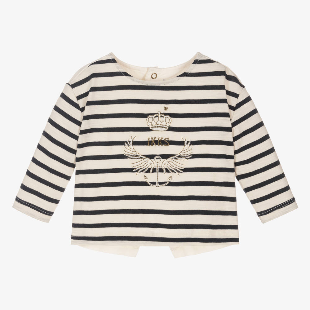 IKKS-Girls Nautical Blue Stripe Top | Childrensalon Outlet
