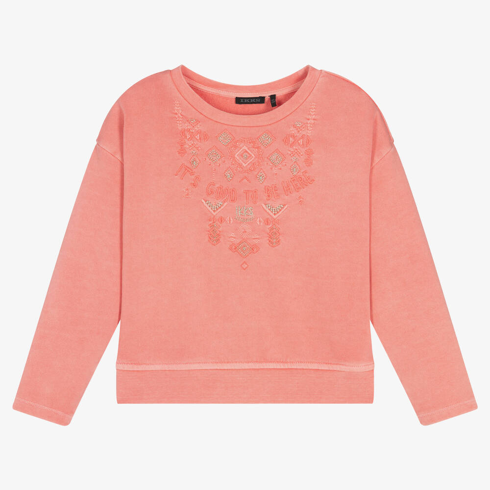 IKKS - Girls Orange Cotton Sweatshirt | Childrensalon