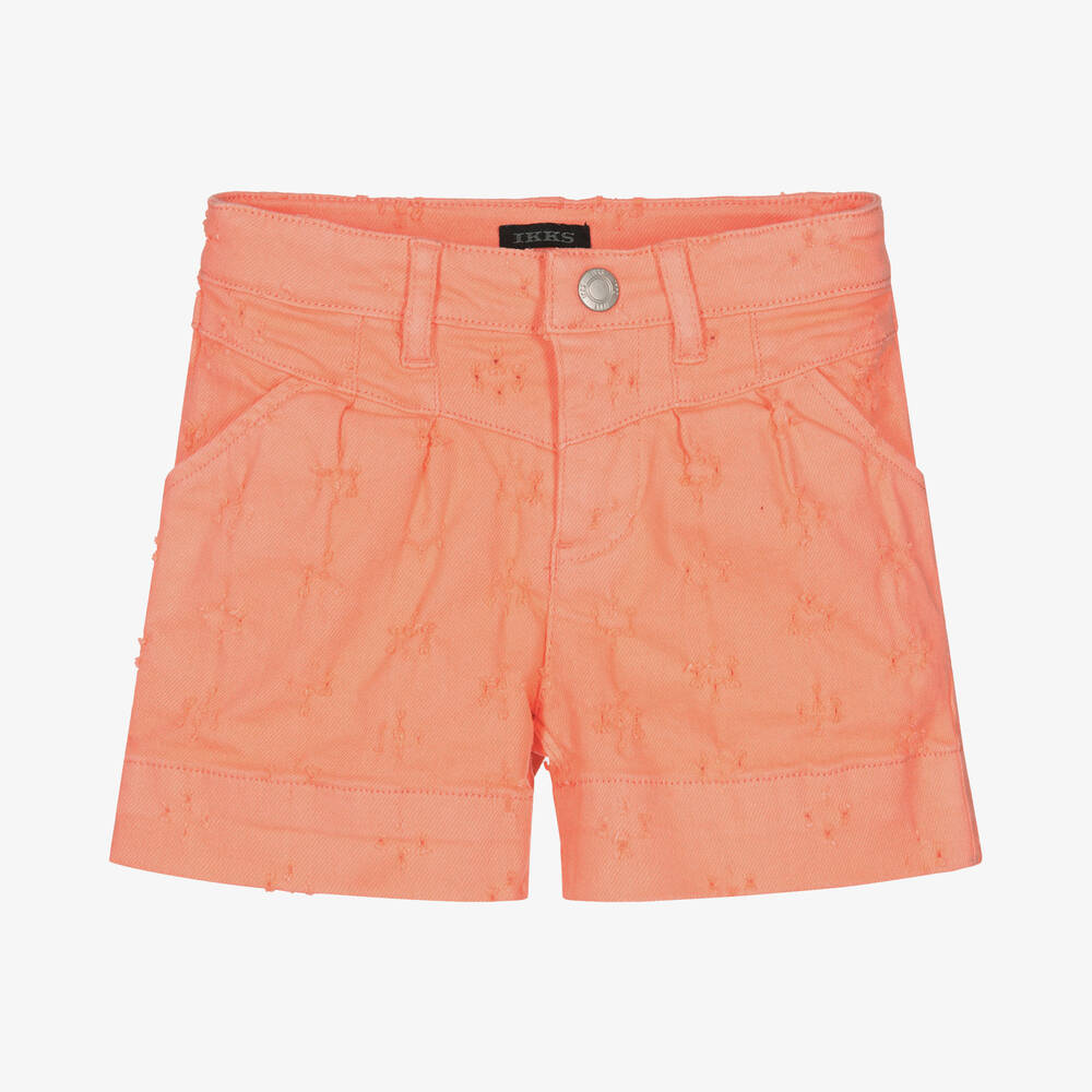 IKKS - Girls Orange Denim Shorts | Childrensalon