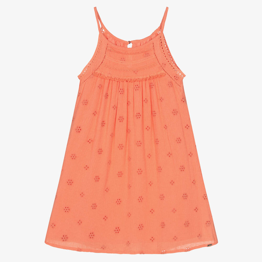 IKKS - Girls Orange Viscose Dress | Childrensalon