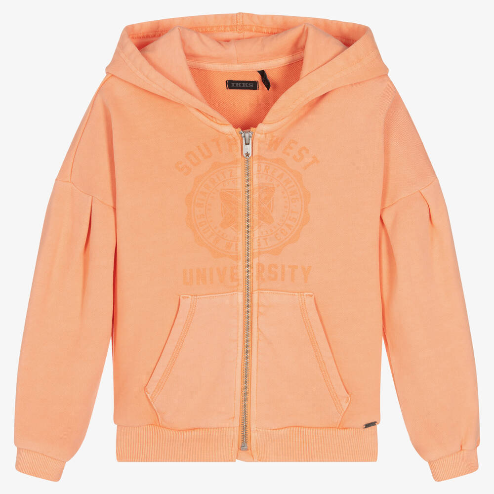 IKKS - Girls Orange Zip-Up Hoodie | Childrensalon