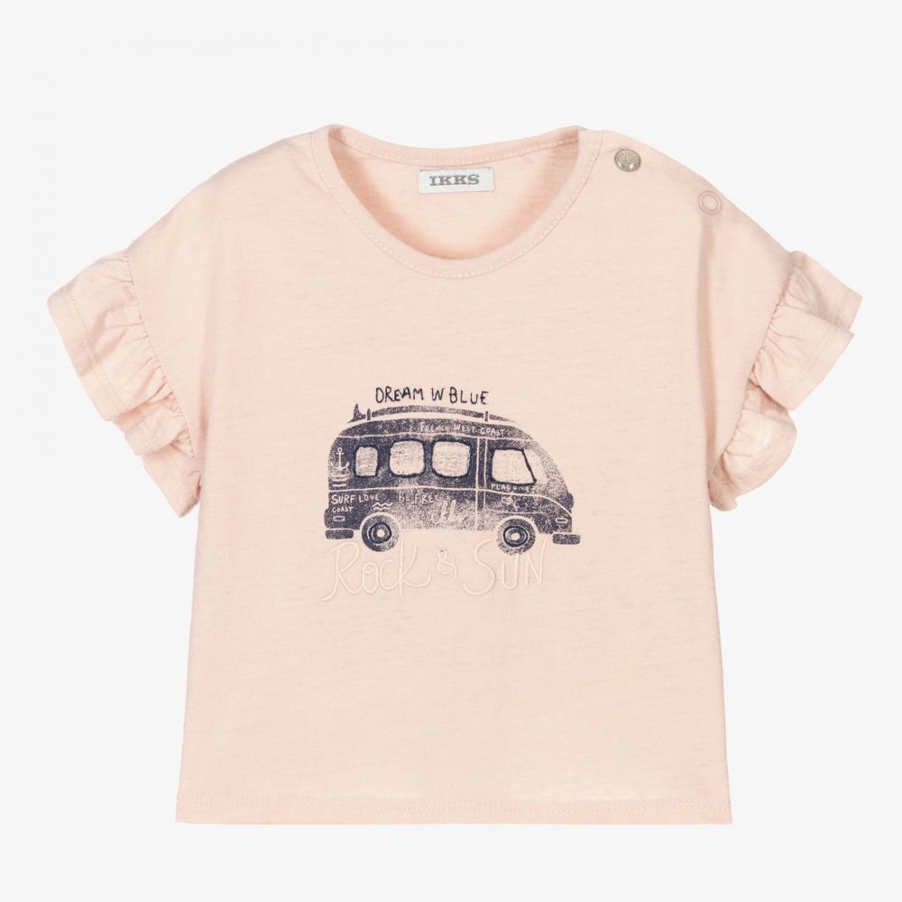 IKKS-Girls Pink Camper Van T-Shirt | Childrensalon Outlet
