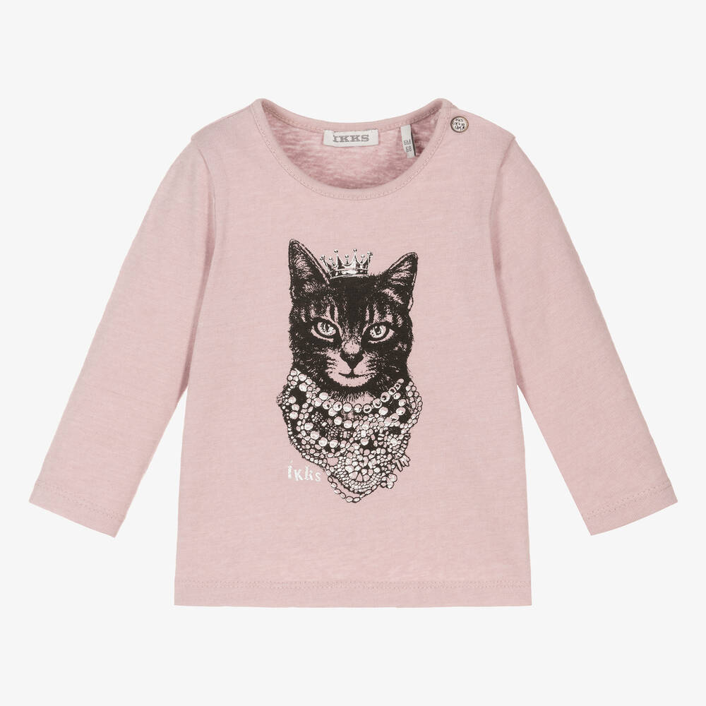 IKKS - Girls Pink Cat Princess Top | Childrensalon