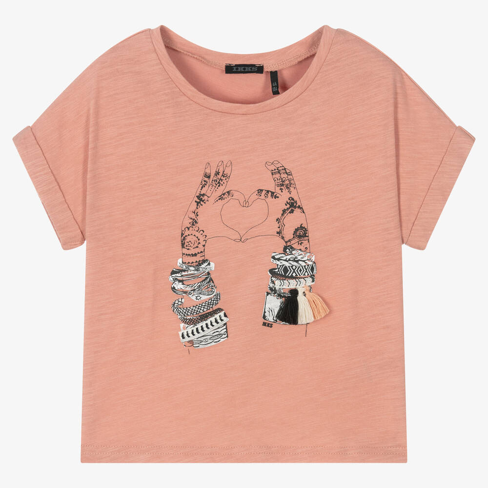 IKKS - Girls Pink Cotton T-Shirt | Childrensalon