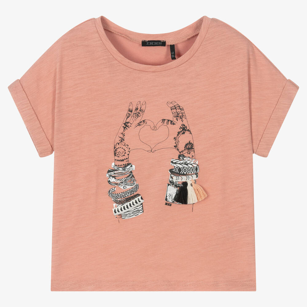 IKKS-Girls Pink Cotton T-Shirt | Childrensalon Outlet