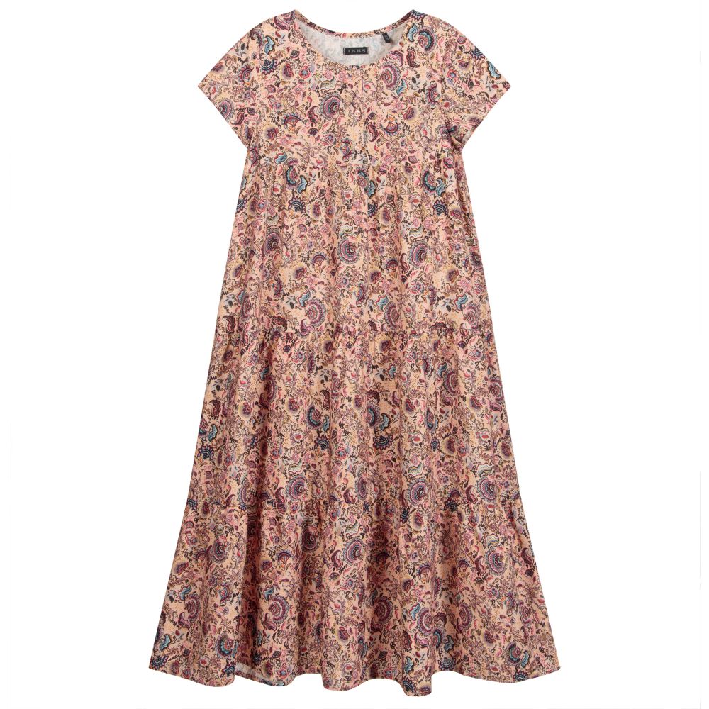 IKKS - Розовое платье макси с цветами для девочек | Childrensalon