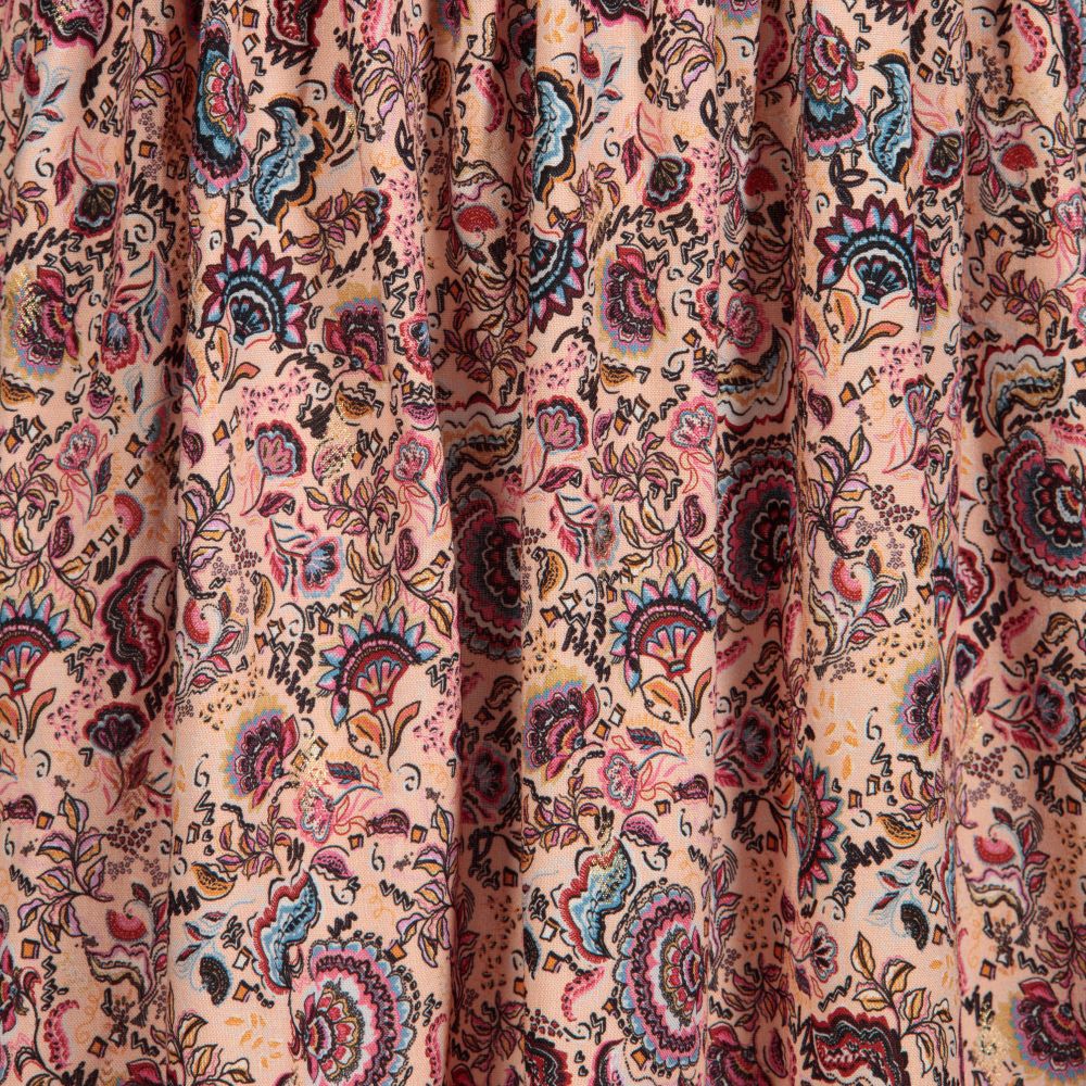 آي كيه كيه إس-تنورة ماكسي فيسكوز لون زهري بطبعة ورود | Childrensalon Outlet