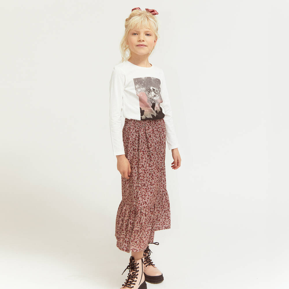 IKKS-Girls Pink Floral Maxi Skirt | Childrensalon Outlet