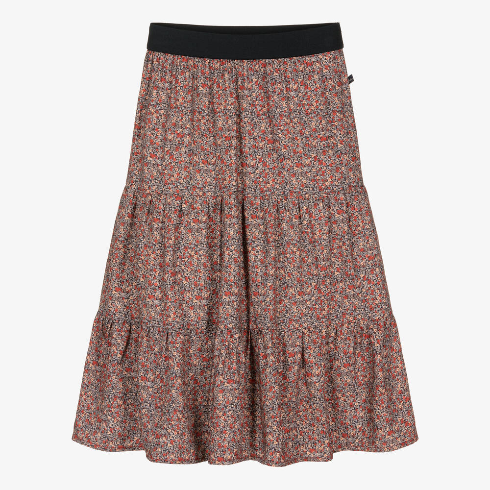 Jupe longue fleurie rose Fille