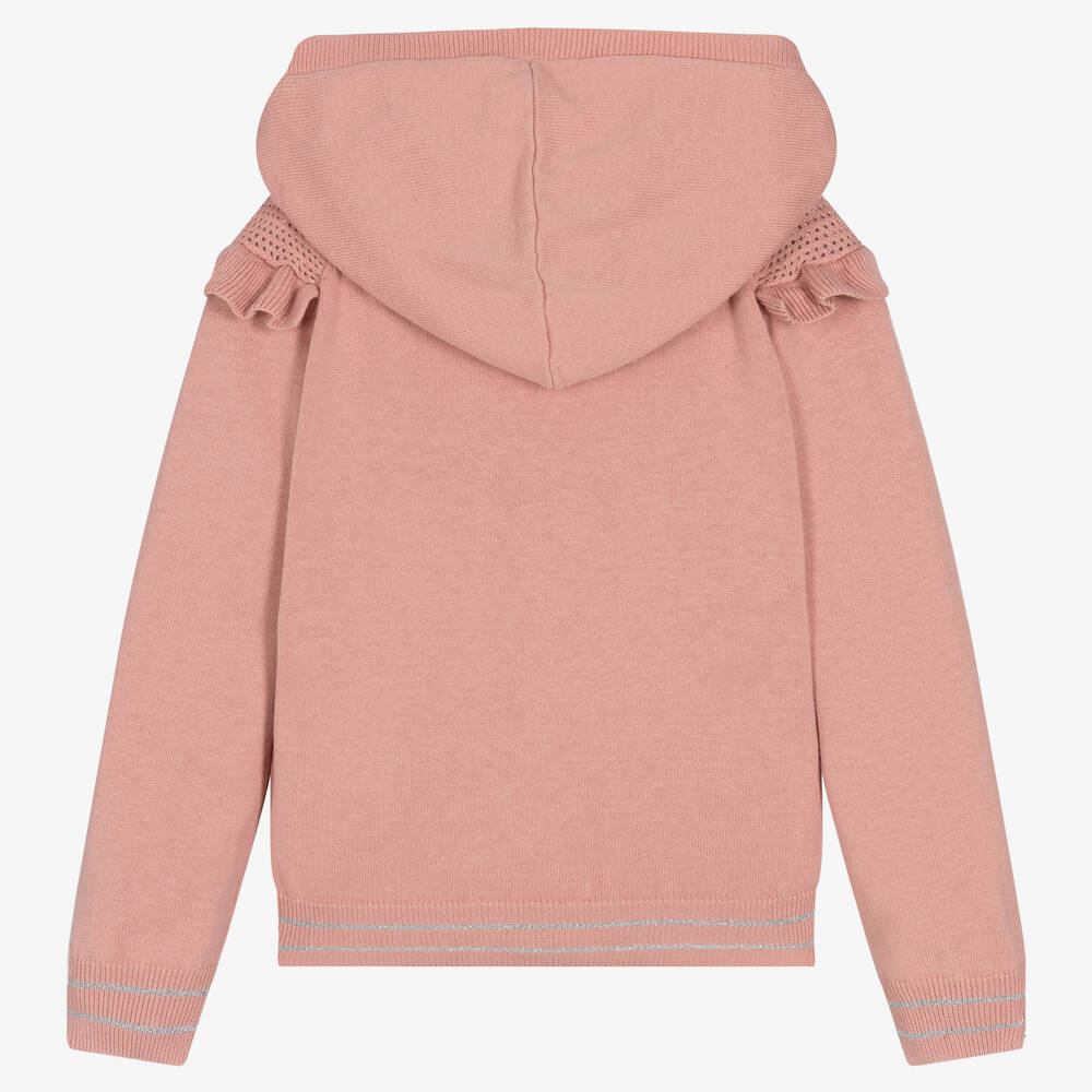 IKKS-Girls Pink Knit Zip-Up Hoodie | Childrensalon Outlet