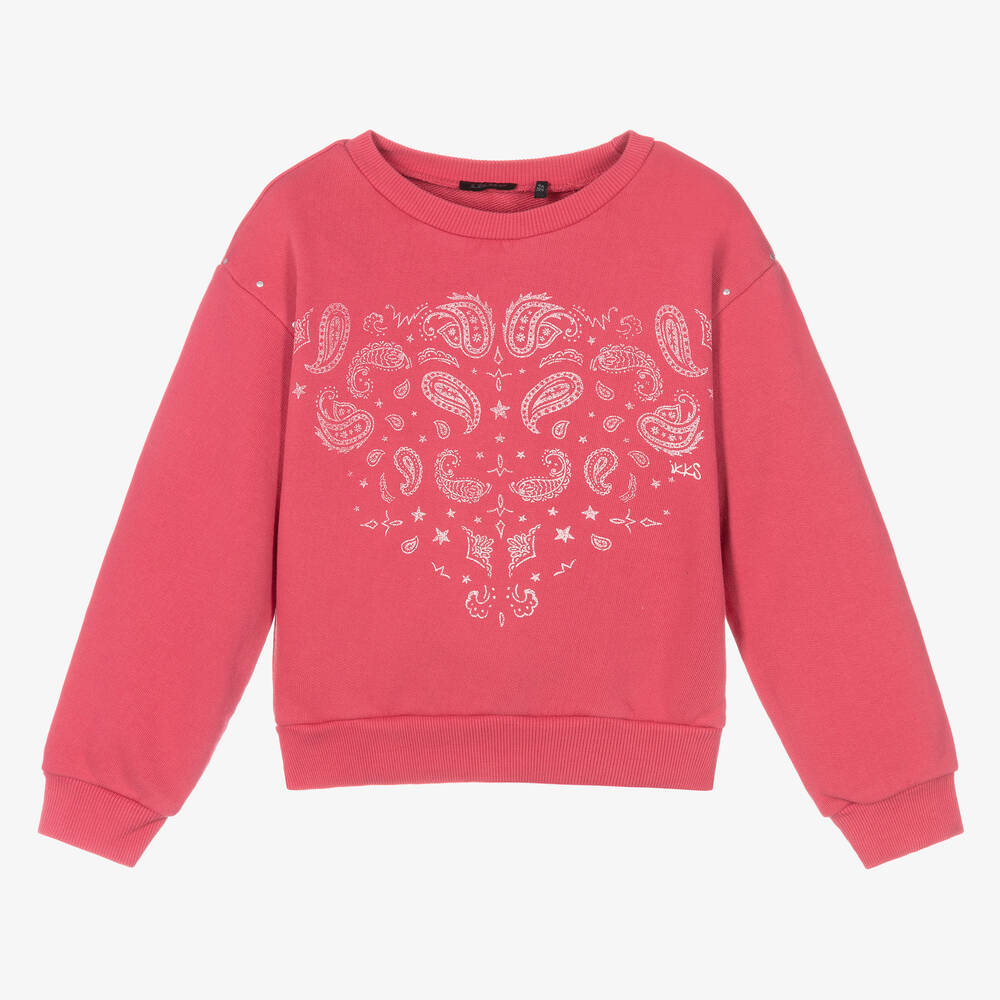 IKKS - Girls Pink Paisley Sweatshirt | Childrensalon