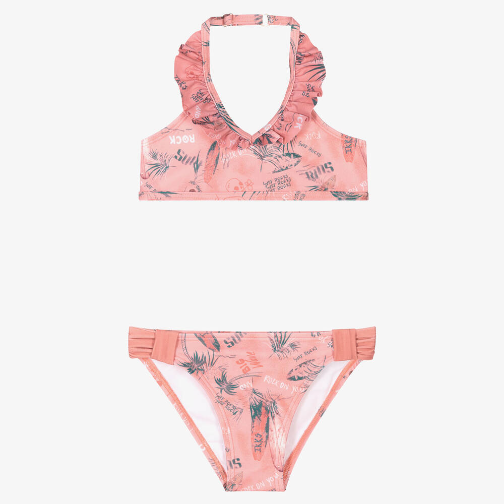 IKKS - Girls Pink Ruffle Bikini  | Childrensalon