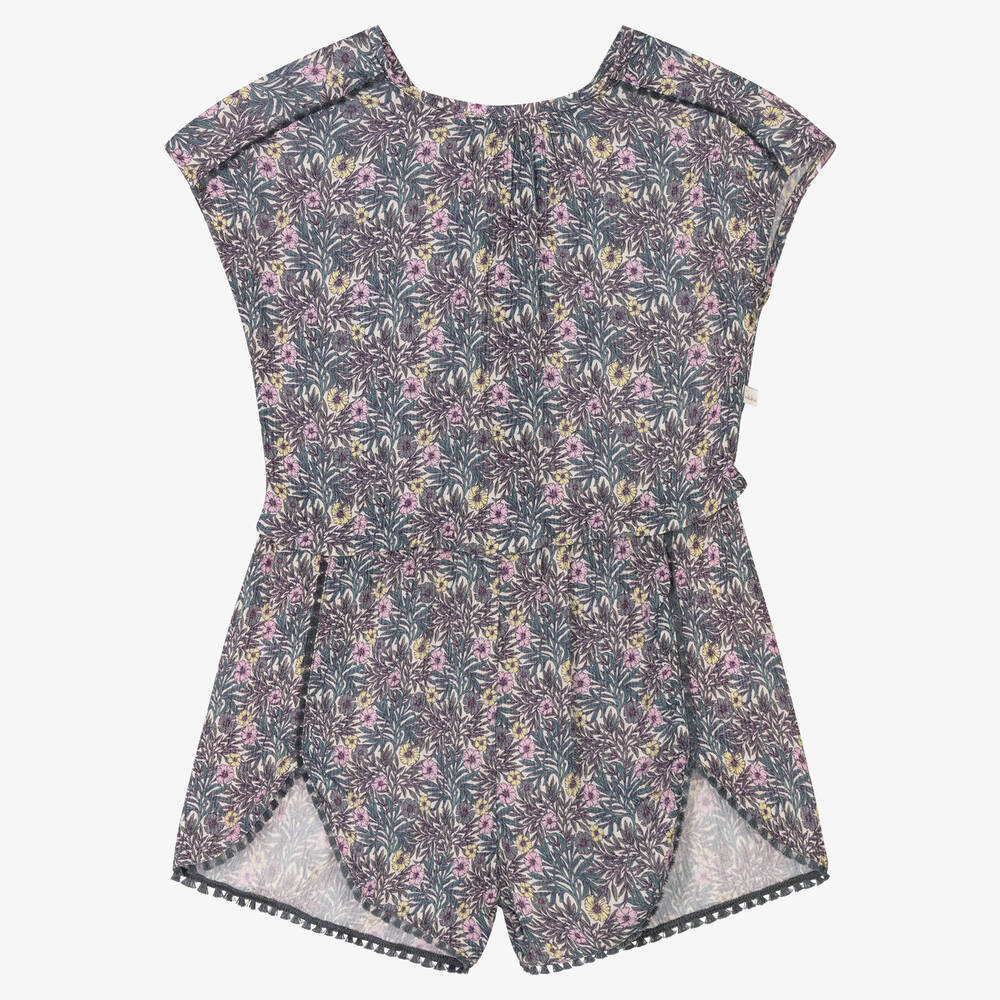 IKKS - Girls Purple Floral Playsuit | Childrensalon