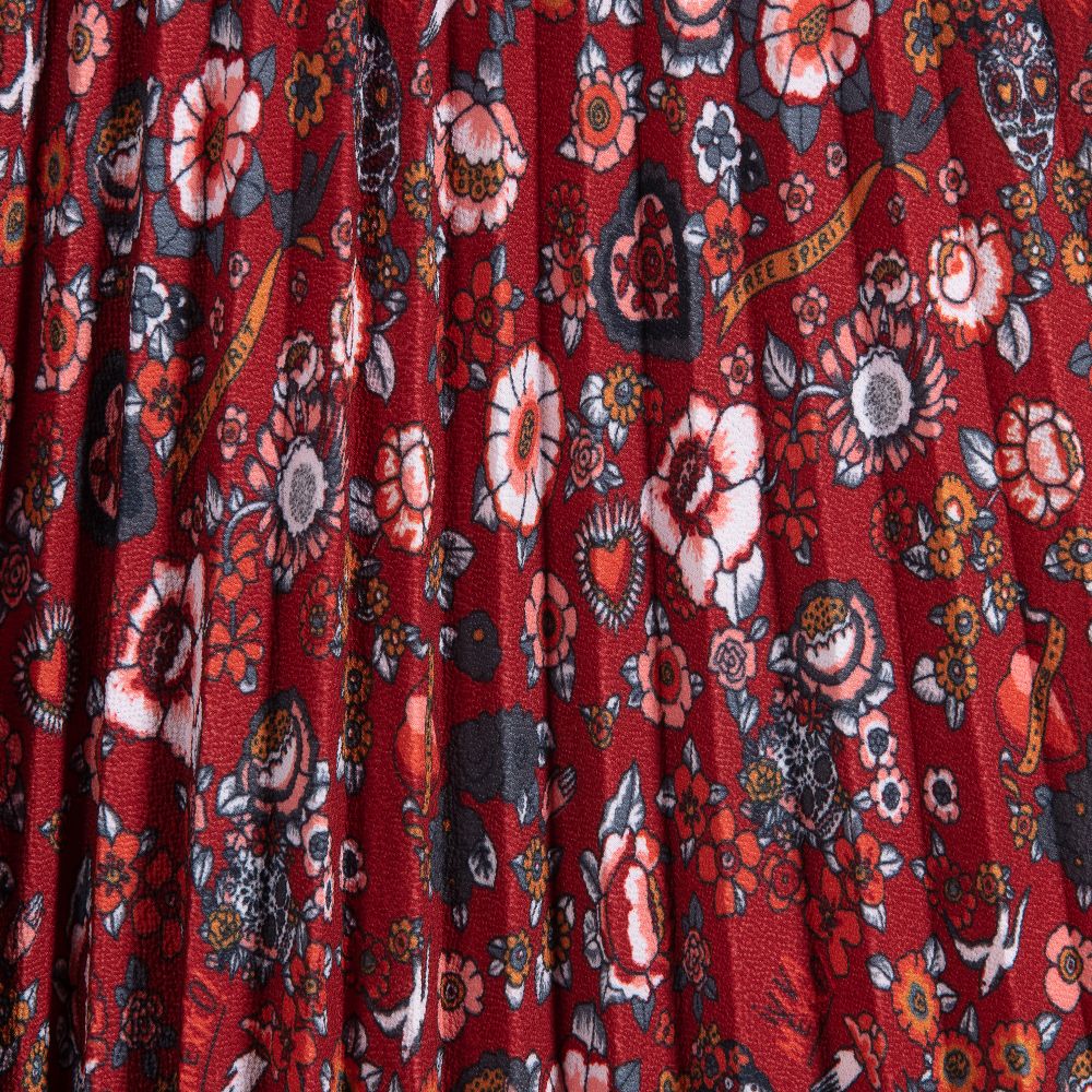 IKKS - Girls Red Floral Pleated Skirt | Childrensalon Outlet