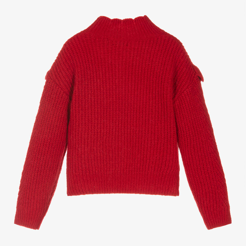 IKKS Pull rouge en laine melangee fille Childrensalon Outlet