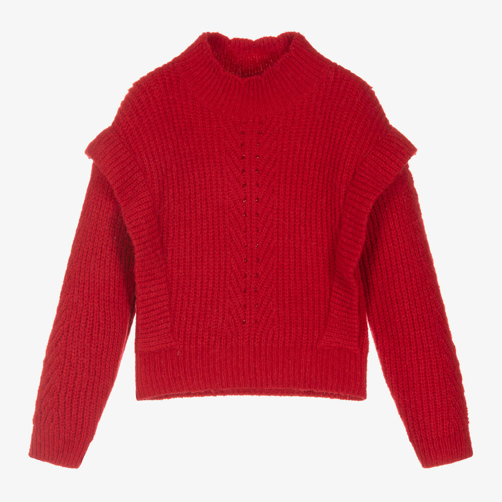 IKKS - Girls Red Wool Blend Sweater | Childrensalon