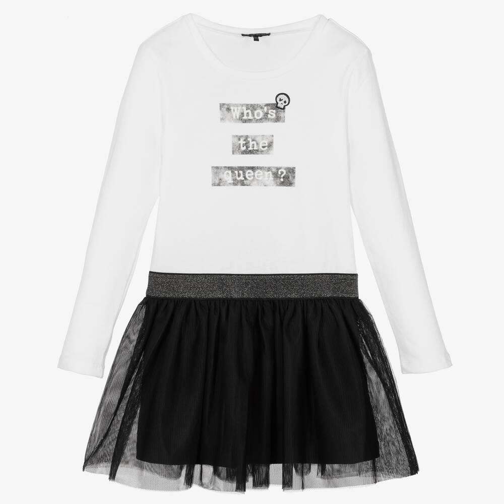 IKKS - Robe blanche et noire Fille | Childrensalon